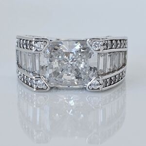 Gems En Vogue Fancy Cut White Zircon Ring Sterling Silver Size 5.5!